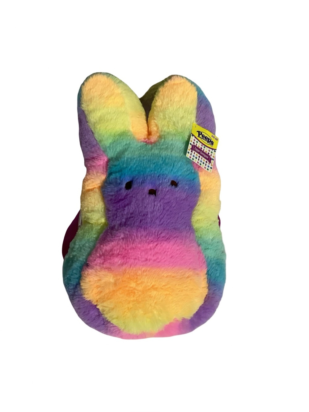 Peeps 16” Rainbow Tie Dye Zipper Plush Backpack NEW Super Cute